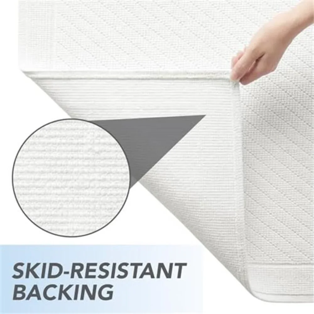 White Cotton Bath Rug 20x32 Absorbent Woven Bathroom Mat